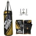 Lonsdale Club Junior Punch Bag and Glove Set BlackGold