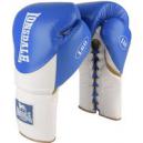 Lonsdale L60 Lace Up Leather Training Gloves BlueWhite 12oz