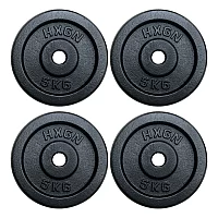 HXGN 4 x 5kg Cast Iron 1 in Weight Plates