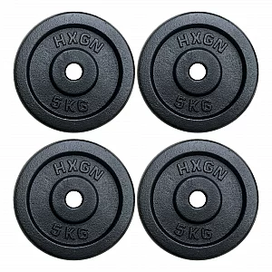 HXGN 4 x 5kg Cast Iron 1 in Weight Plates