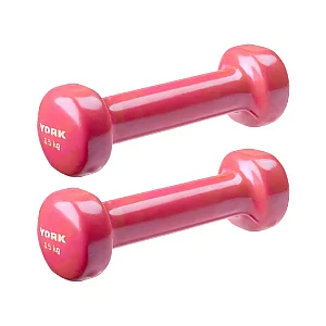 York Vinyl Dipped Dumbbells 2 x 0.5kg Pink