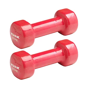York Vinyl Dipped Dumbbells 2 x 2.5kg Red