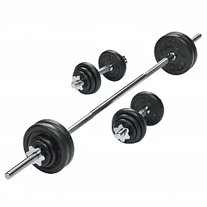 York 50kg Cast Iron Barbell and Dumbbell Weight Set